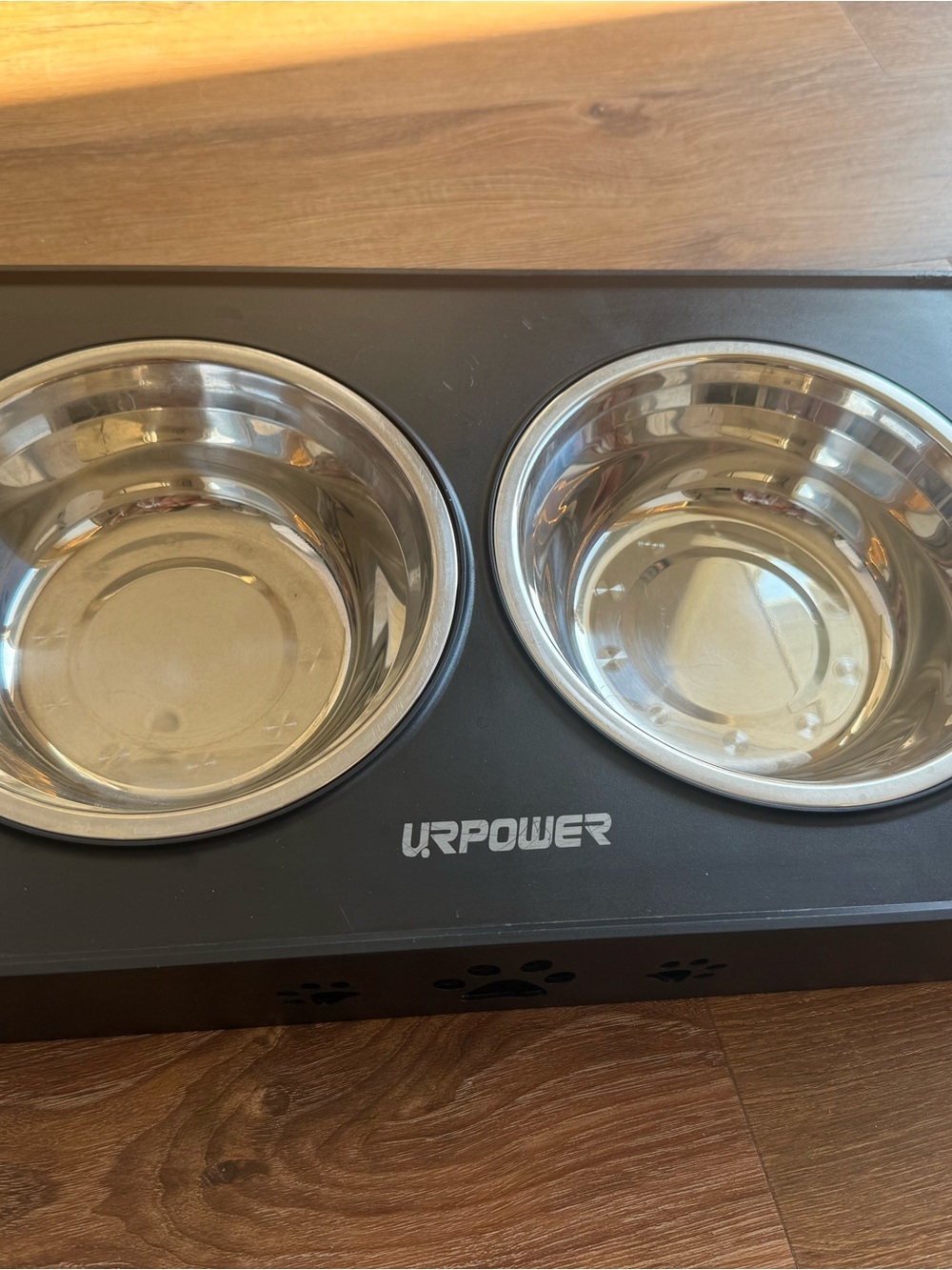 Black Elevated Double Dog Bowl Set with Stainless Steel Inserts